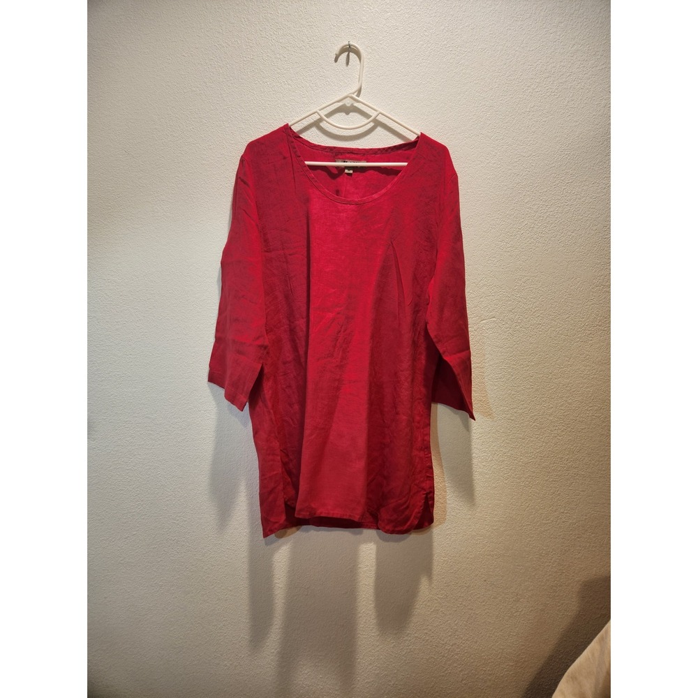 NWOT FLAX‎ Red 100% Linen Tunic Dress Women's Size M Made Lithuania